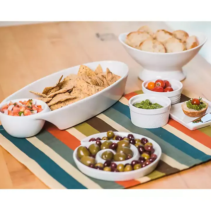 White Porcelain Chip & Dip Bowls, Set of 2