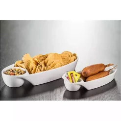 White Porcelain Chip & Dip Bowls, Set of 2