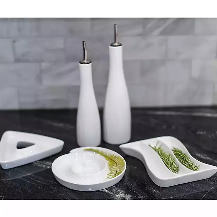 White Porcelain 2-pc. Oil and Vinegar Carafe Set