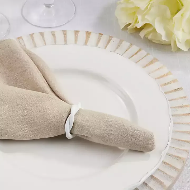 White Resin Twisted Napkin Rings, Set of 4