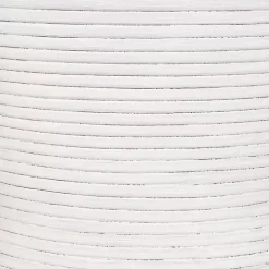 White Ribbed Rattan Round Accent Table