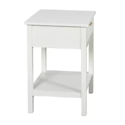 White Ribbed Wood Colleen Accent Table