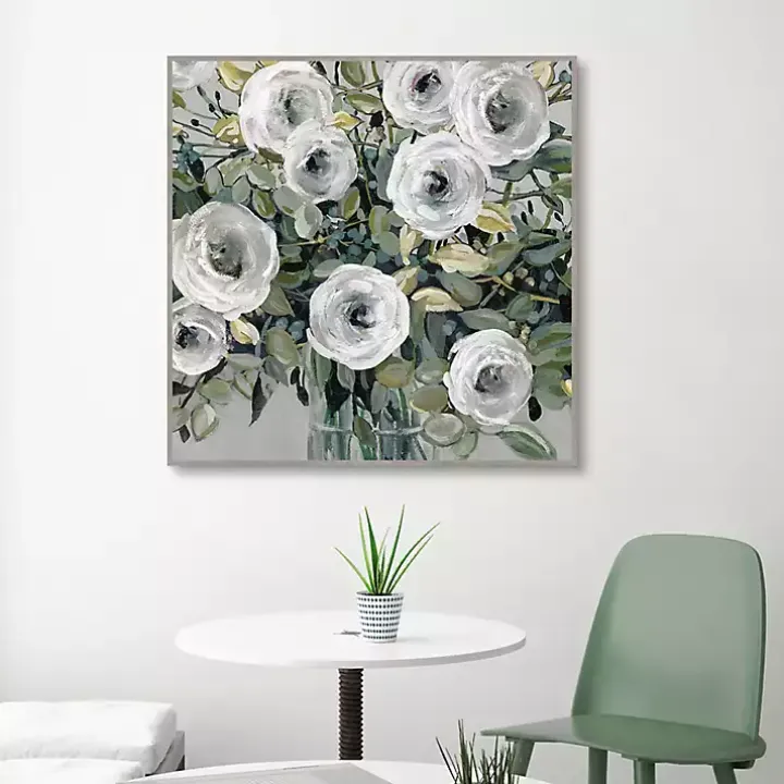 White Rose Parade Framed Canvas Art Print