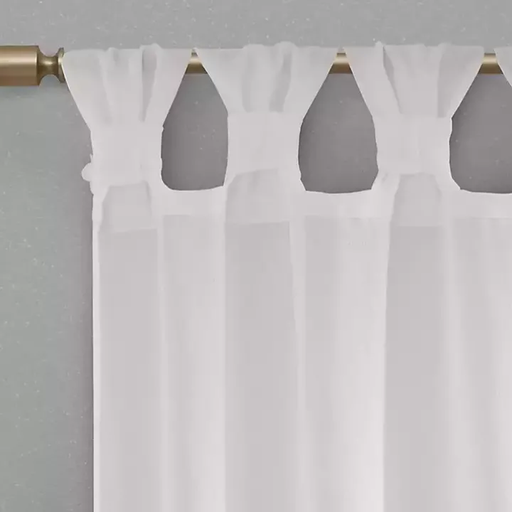 White Rosette Tab Top Curtain Panel, 84 in.