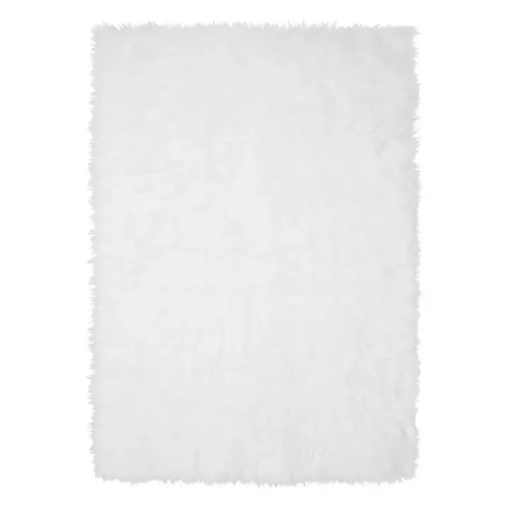 White Shag Washable Area Rug, 5x7