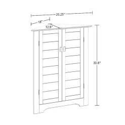 White Shutter Two Door Corner Storage Cabinet