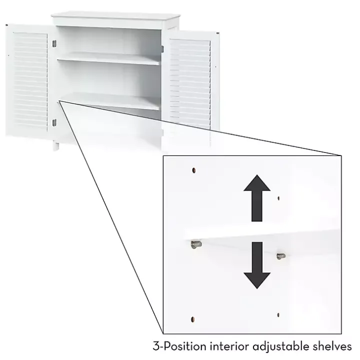 White Slatted 2-Door Bathroom Storage Cabinet