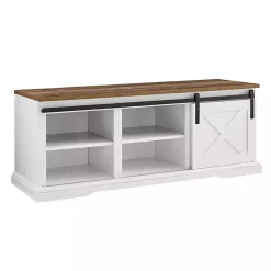 White Sliding Barn Door Bench