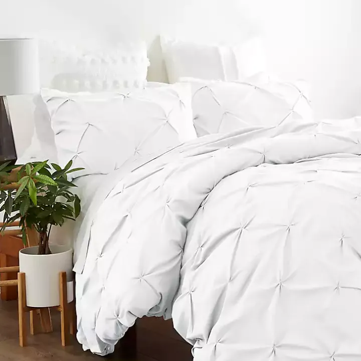 White Soft Pinched 3-pc. Twin Duvet Cover Set