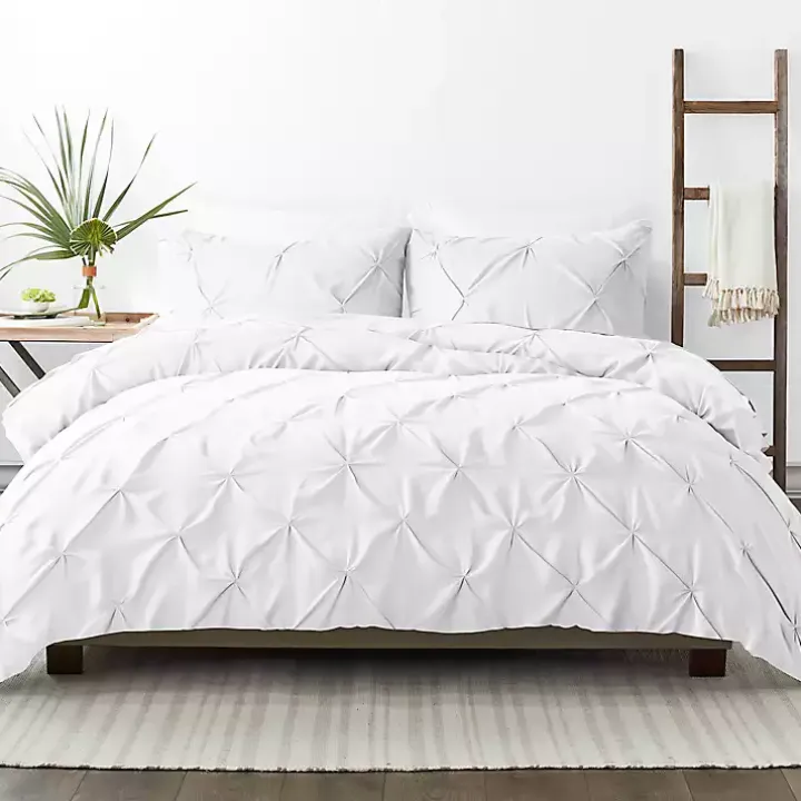 White Soft Pinched 3-pc. Twin Duvet Cover Set