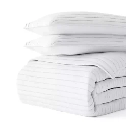 White Stitched Stripes 3-pc. Queen Quilt Set