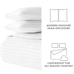 White Stitched Stripes 3-pc. Queen Quilt Set