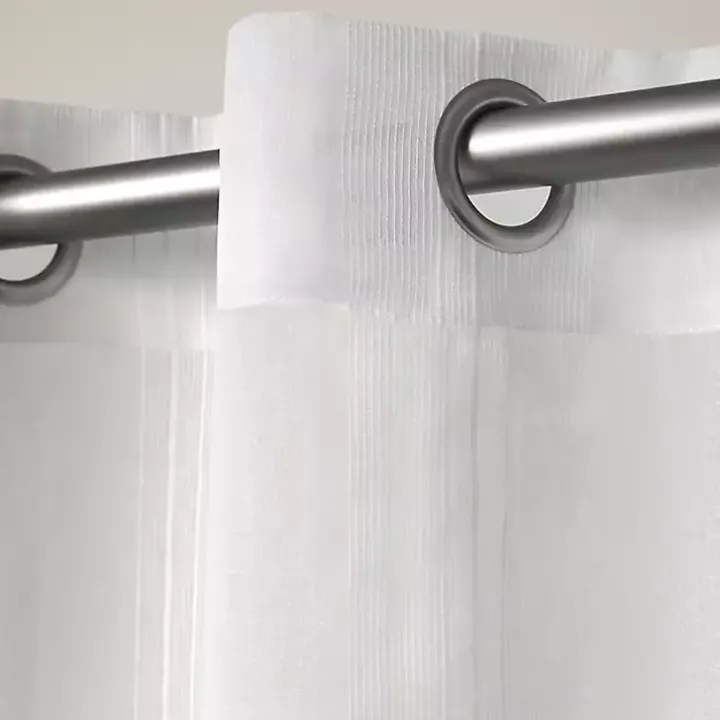White Stripe Sheer Curtain Panel Set, 84 in.