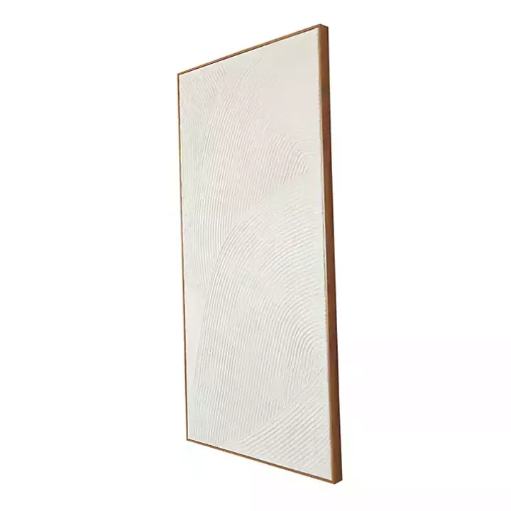 White Textured Abstract Framed Canvas Art Print