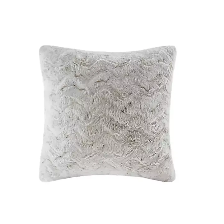 White Textured Faux Fur Pillow