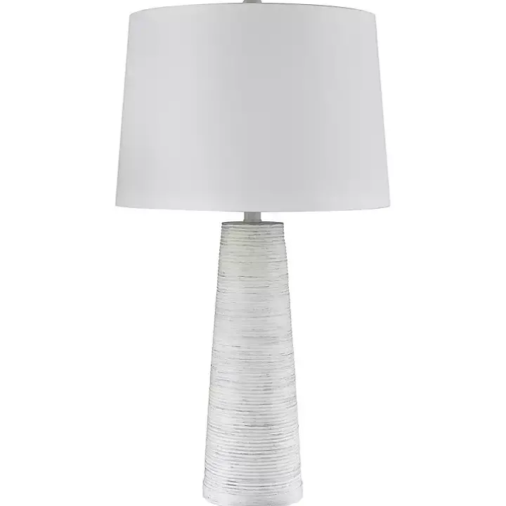 White Textured Taper Table Lamp