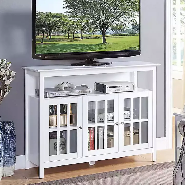 White Tiered Deluxe Cali Media Cabinet