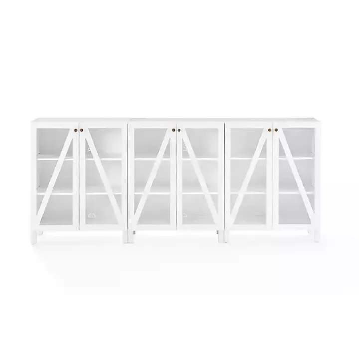 White Triangle 6-Door Wood Media Cabinet