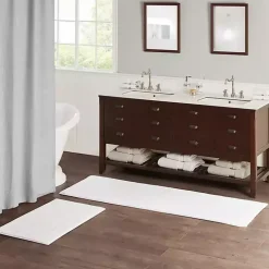 White Tufted Reversible Bath Mat, 34 in.