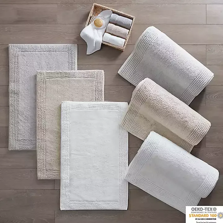 White Tufted Reversible Bath Mat, 34 in.