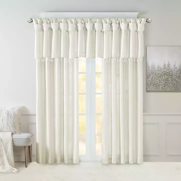 White Twist Top Curtain Panel, 95 in.
