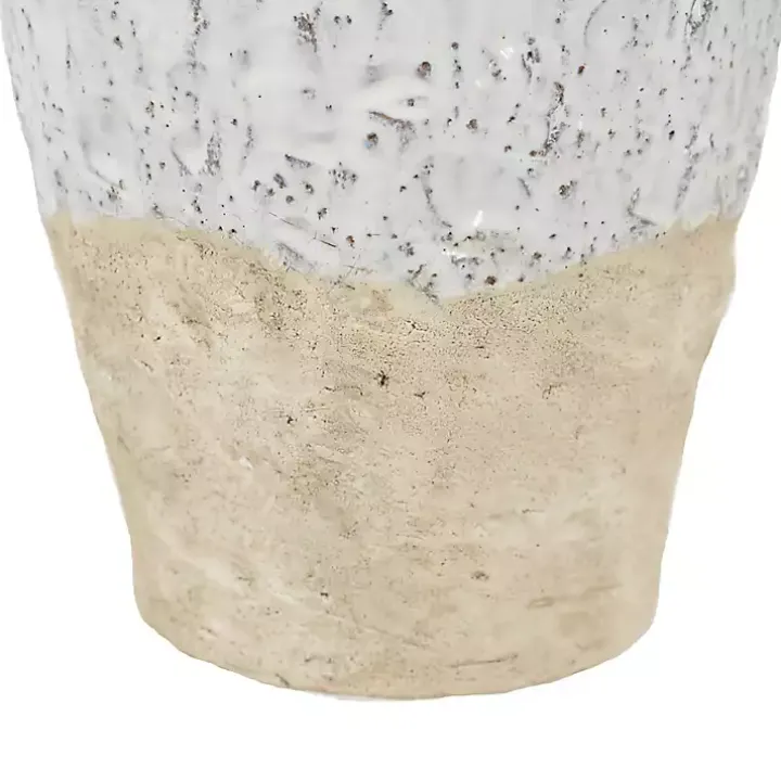 White Two-Tone Ceramic Jug Vase with Handles