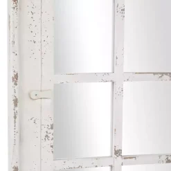 White Vintage Arched Windowpane Mirror