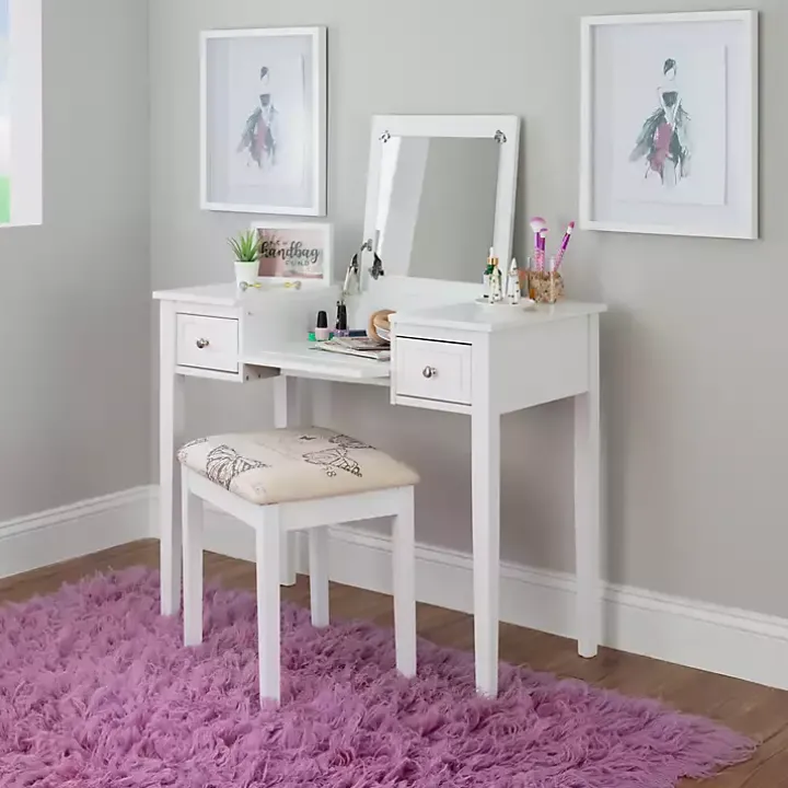 White Virginia Butterfly 2-pc. Vanity Set