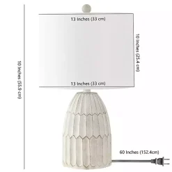 White Weathered Geometric Table Lamp