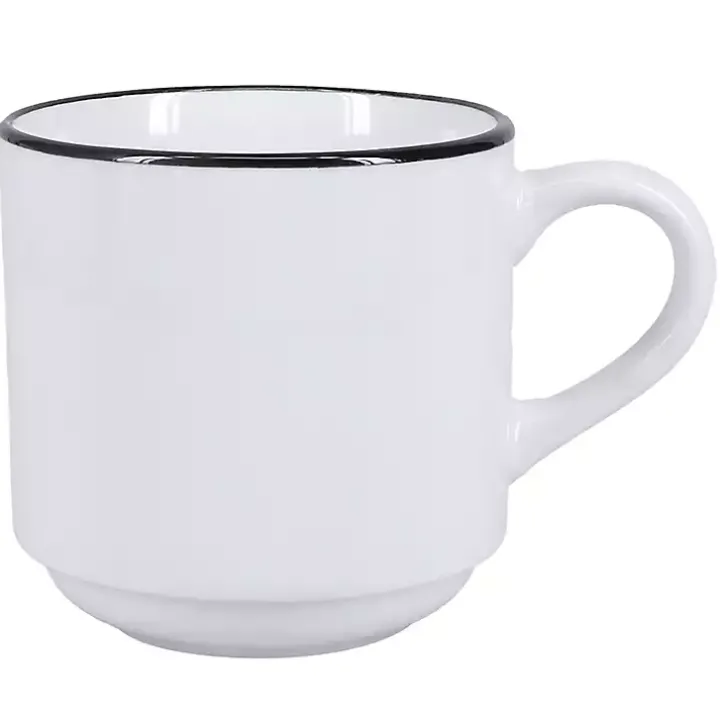 White with Black Rims 16-pc. Dinnerware Set