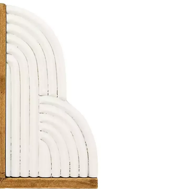 White Wood Cloud Bookends, Set of 2