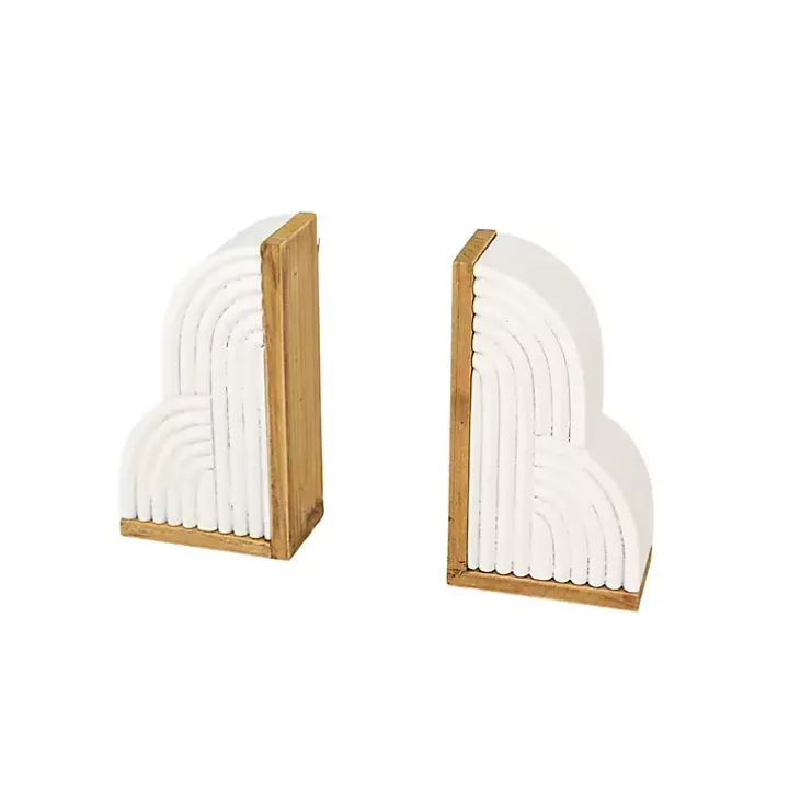 White Wood Cloud Bookends, Set of 2