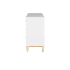 White Wood 6-Drawer Footed Dresser
