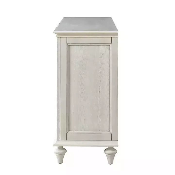 White Wood Glass Door Sideboard Cabinet