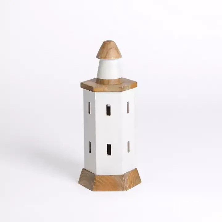 White Wood Lighthouse Statue, 16 in.