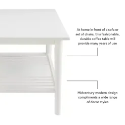White Wood Midcentury Coffee Table
