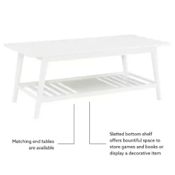 White Wood Midcentury Coffee Table