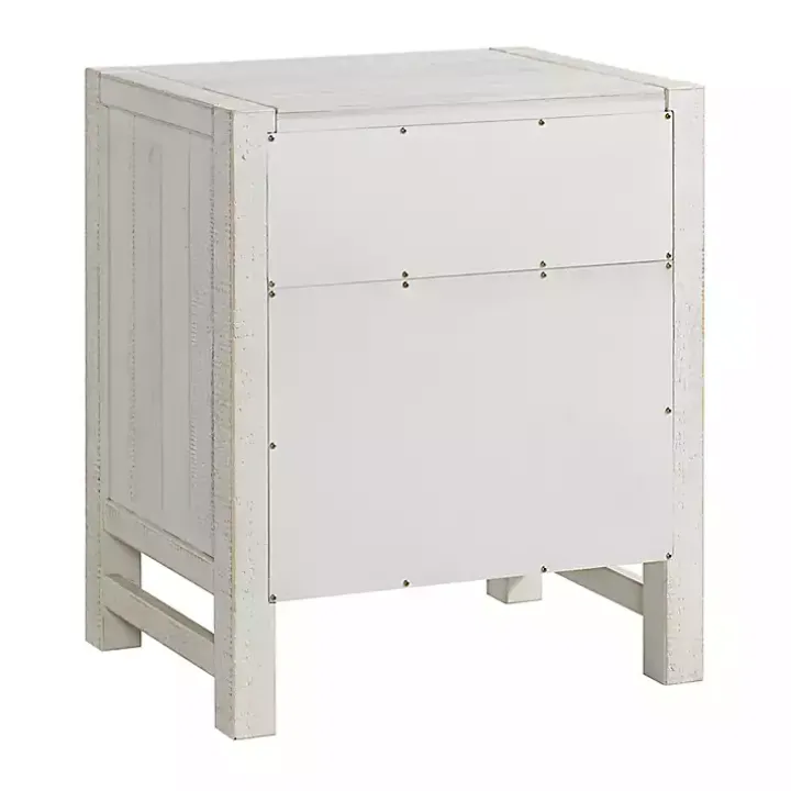White Wood Open Shelf Nightstand