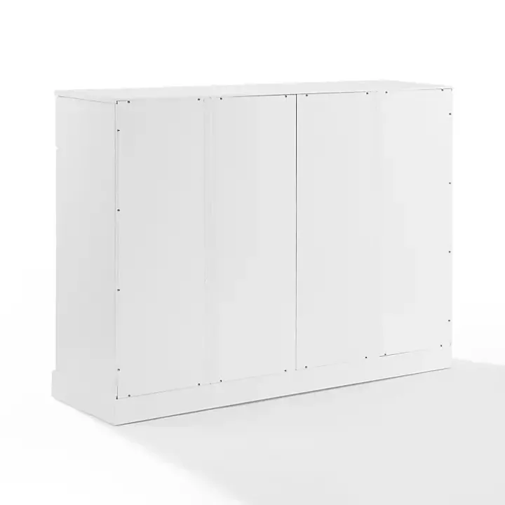 White Wood Panel 4-Door Cabinet