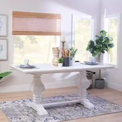 White Wood Pedestal Dining Table