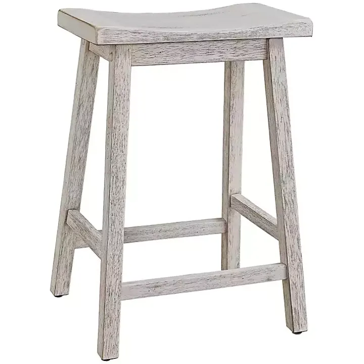 White Wood Rectangular Counter Stools, Set of 2