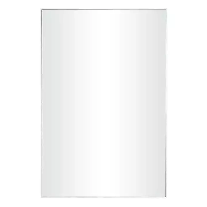 White Wood Rectangular Wall Mirror, 24x36 in.