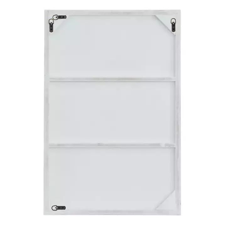 White Wood Rectangular Wall Mirror, 24x36 in.