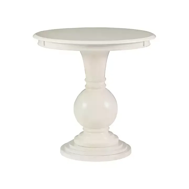 White Wood Round Base Side Table