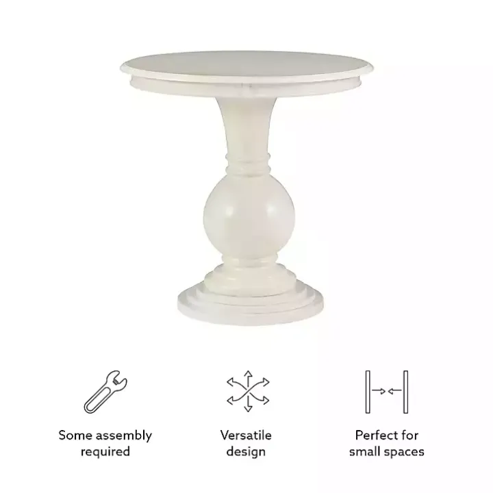 White Wood Round Base Side Table