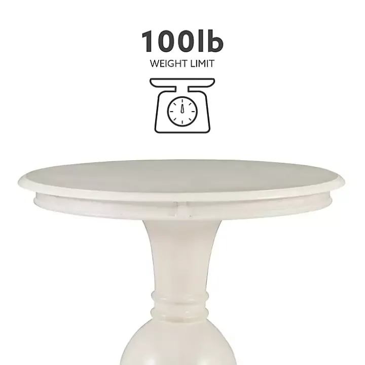 White Wood Round Base Side Table
