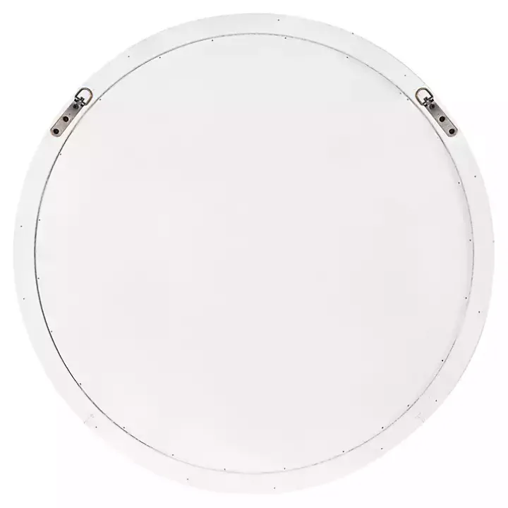 White Wood Round Mansel Mirror