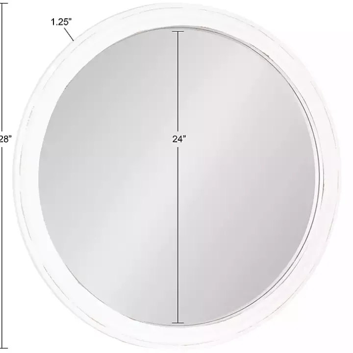 White Wood Round Mansel Mirror