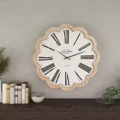 White Wood Scalloped Frame Wall Clock