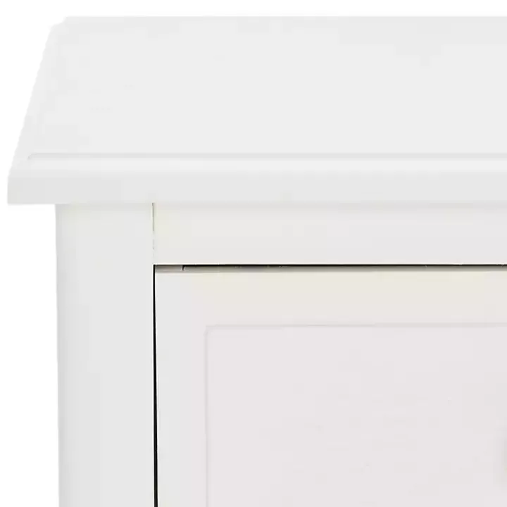 White Wood Side Table with Baskets